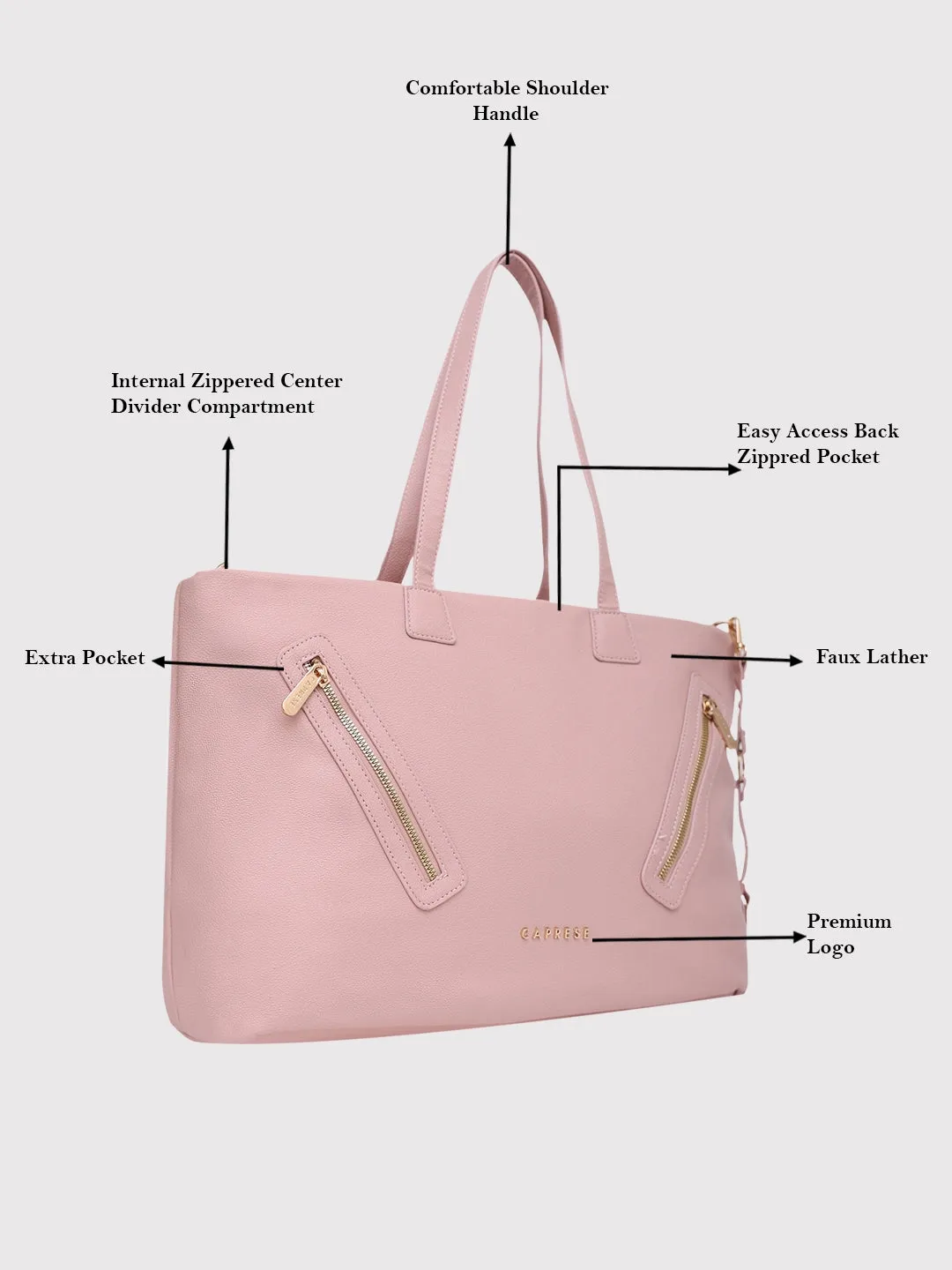 Caprese Lilith Laptop Tote Large Blush