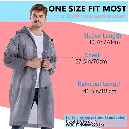 CeroPro Rain Coats for Adults Reusable - 2 Pack EVA - Grey
