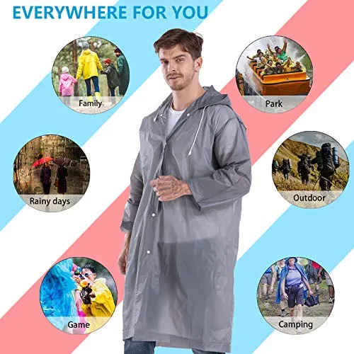 CeroPro Rain Coats for Adults Reusable - 2 Pack EVA - Grey