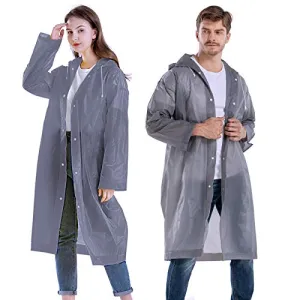 CeroPro Rain Coats for Adults Reusable - 2 Pack EVA - Grey