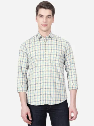 Cream & Beige Checked Slim Fit Casual Shirt | JadeBlue