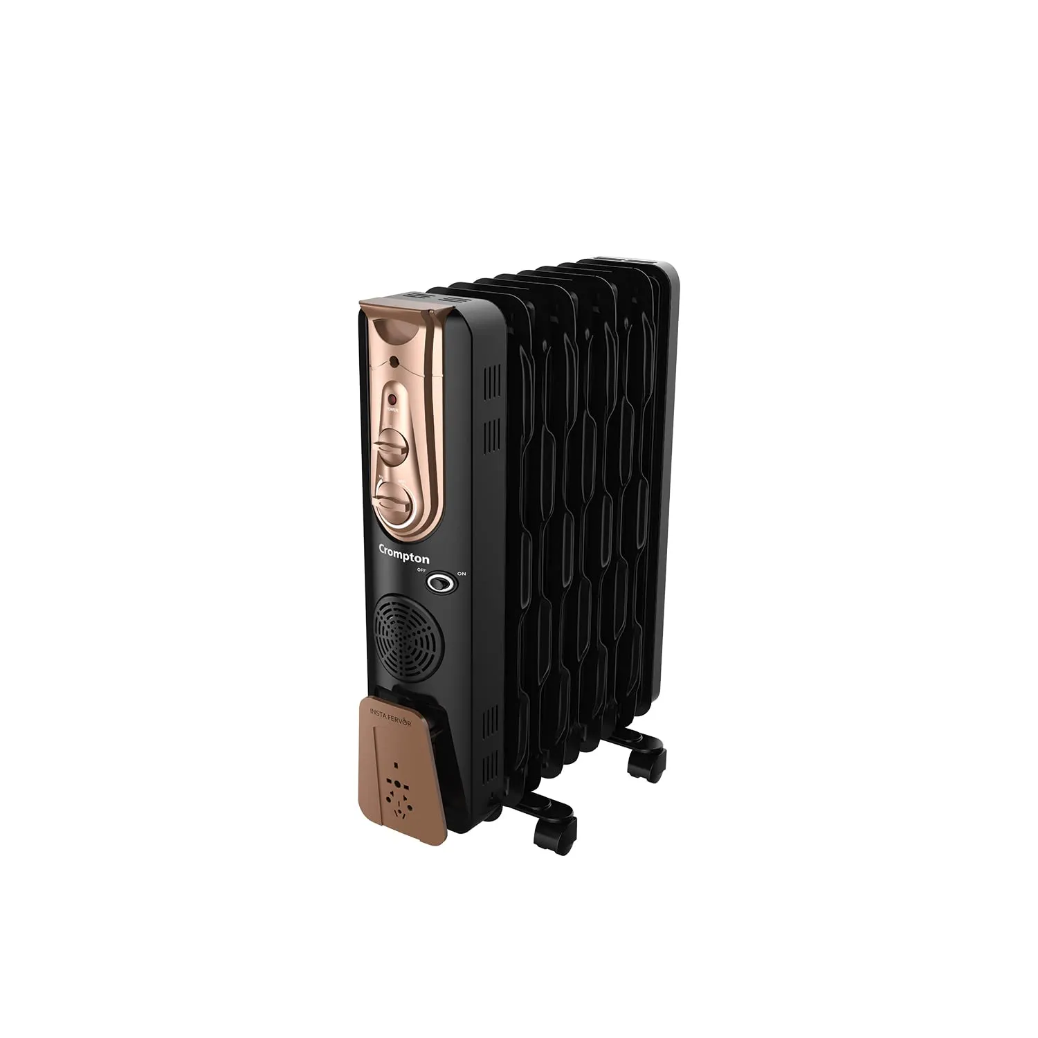 Crompton Insta Fervor 11F 2900 Watts Oil Field Heater 400 Watts PTC Element with Fan, Black Gold