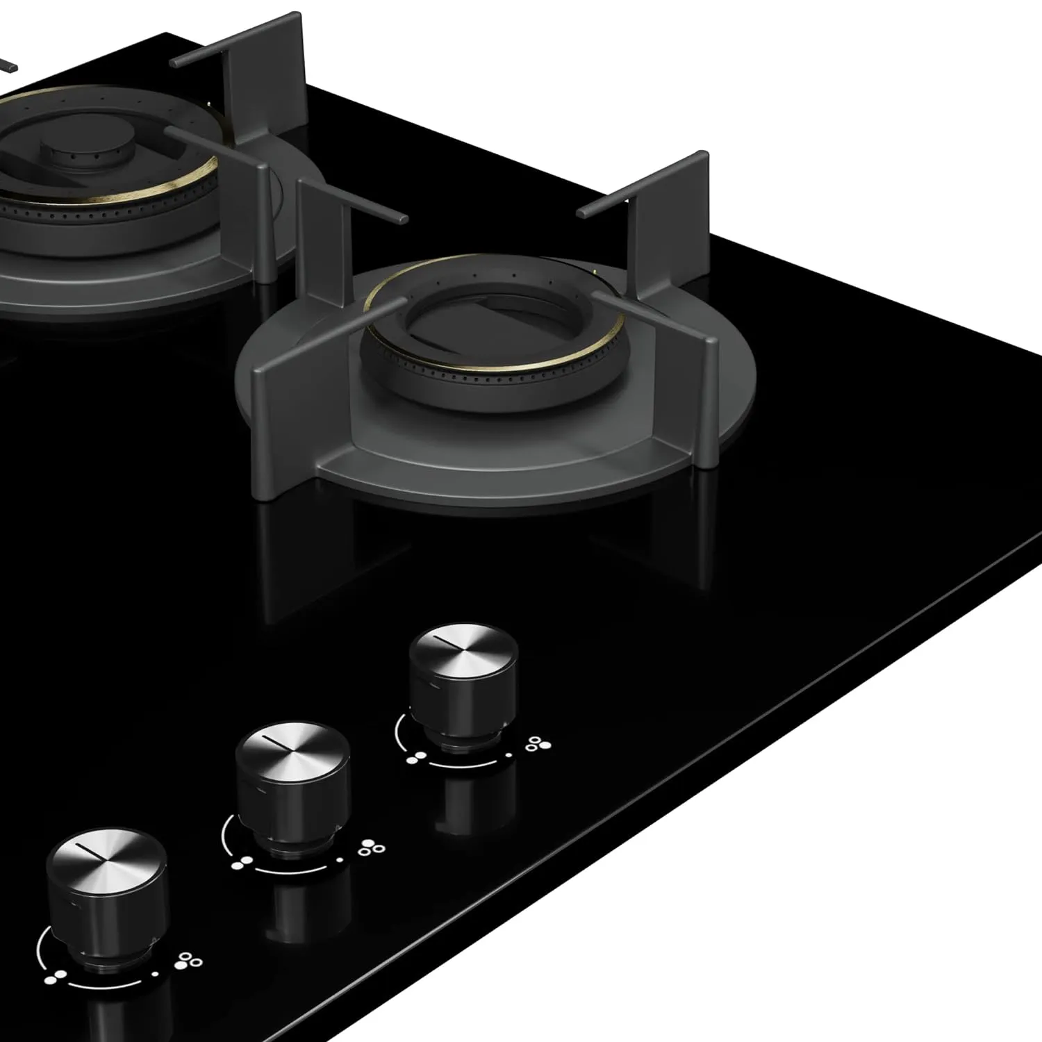 Crompton SensoSafe 60cm 3 Burners Built-in Gas Hob With High Efficiency Brass Burners, Auto-Ignition and 8 MM Toughened Glass (HOB-SSHB603-MBL, Midnight Black)