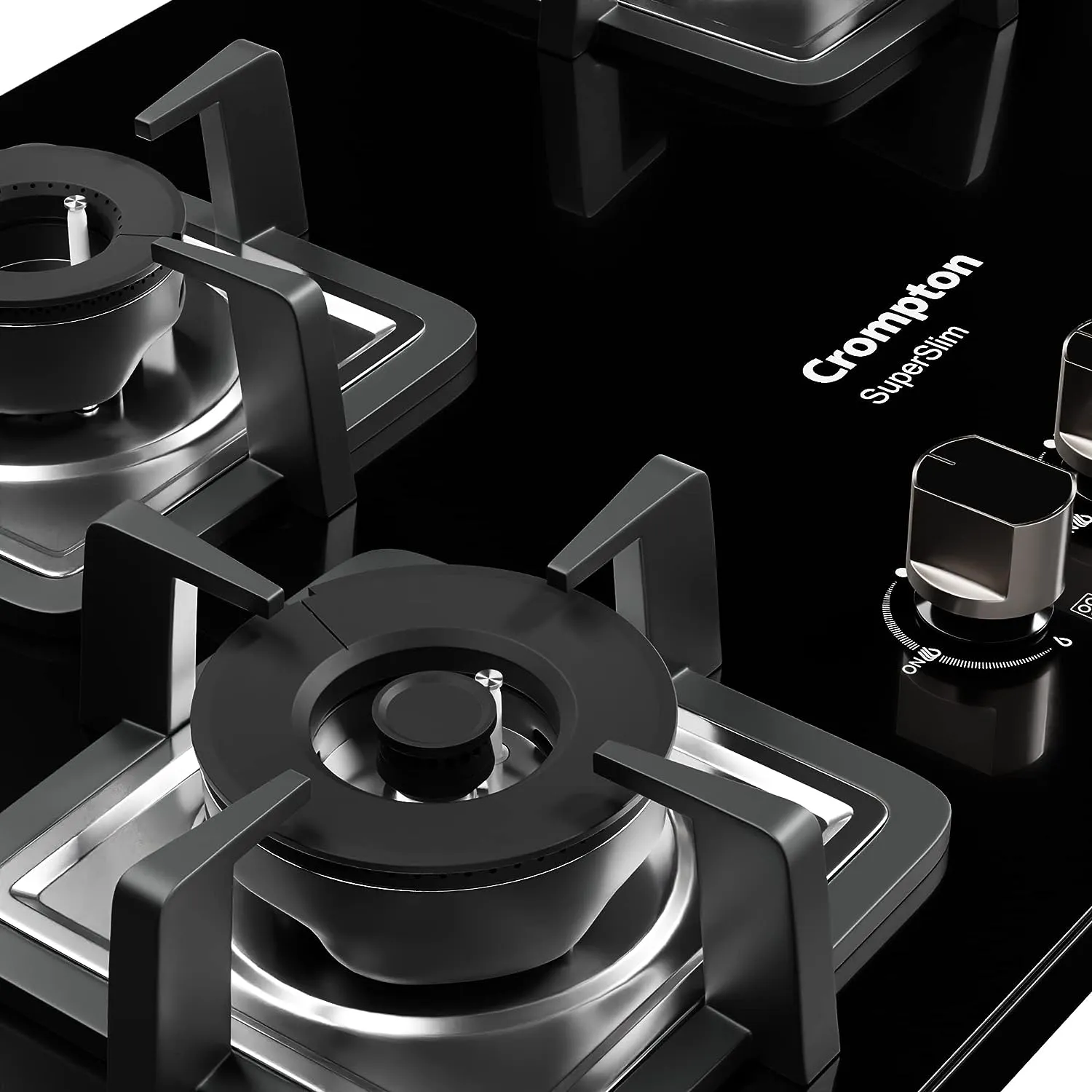 Crompton TAB-SUHB784-MBL SuperSlim Hobs HalfBrass 78cm 4 Burners Midnight Black