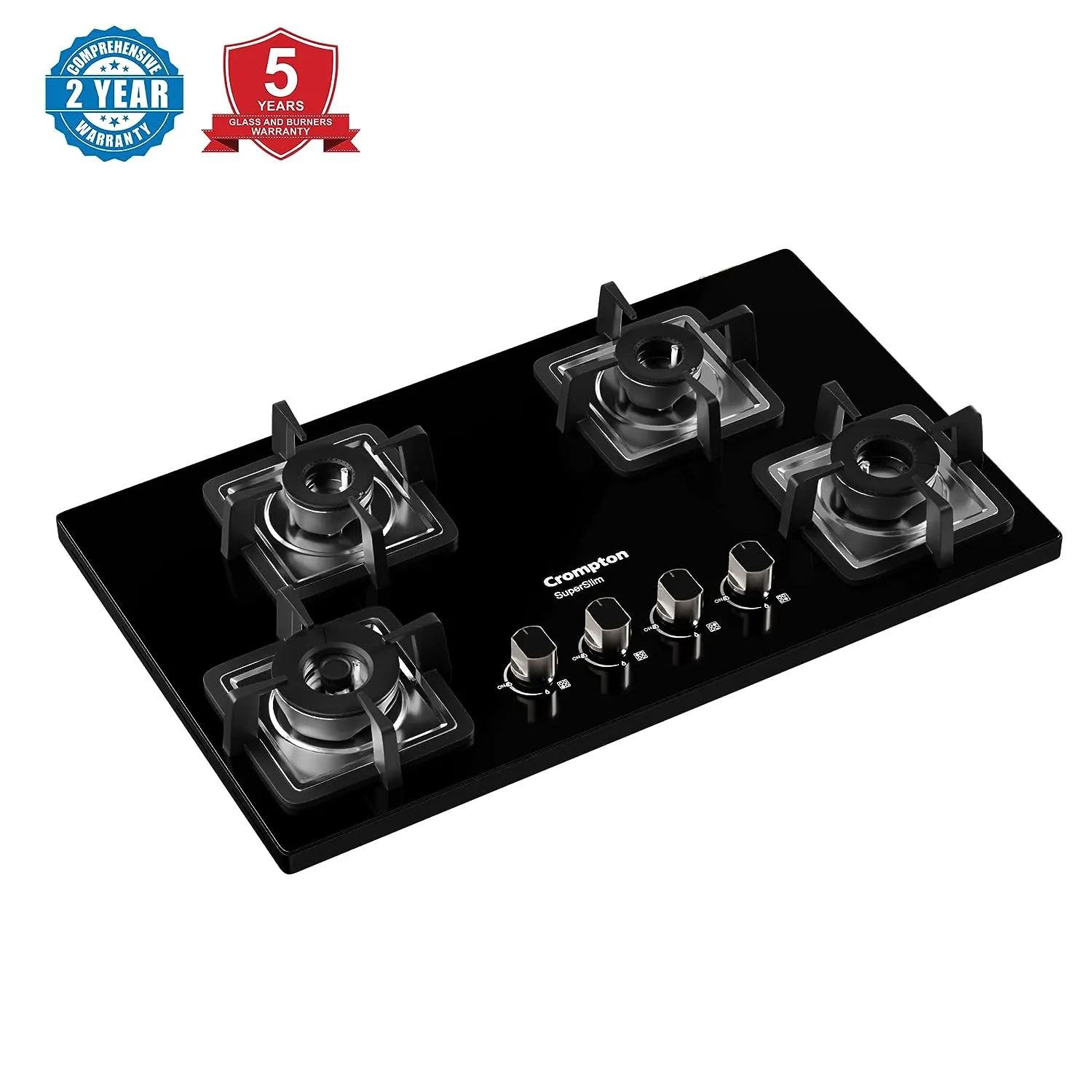 Crompton TAB-SUHB784-MBL SuperSlim Hobs HalfBrass 78cm 4 Burners Midnight Black