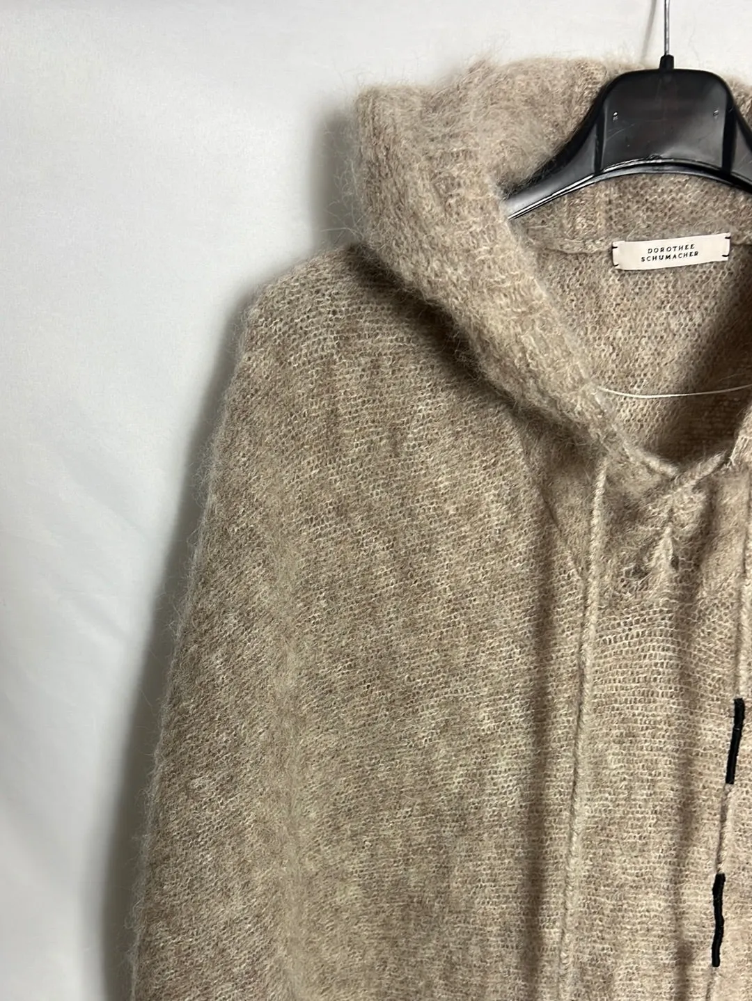 DOROTHE SCHUMACHER. Poncho/capa lana beige con capucha. T 2 (M)