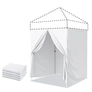 EAGLE PEAK 4-Piece Sunwall/Sidewalls for 5x5 ft Steel Custom Canopy Only, Includes 3 Sidewalls and 1 Entry Wall, Pack of 4, White