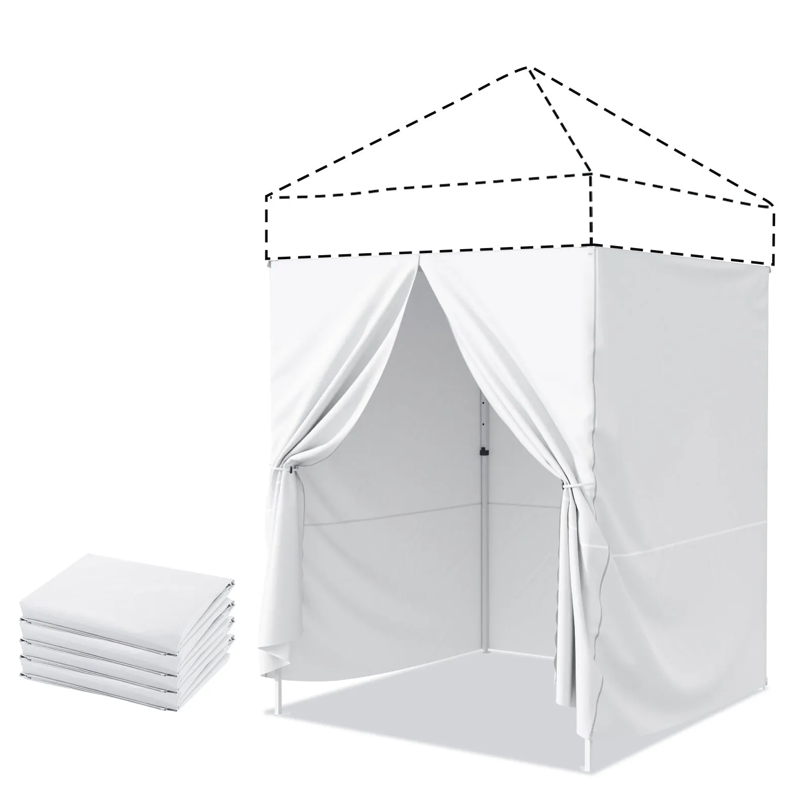 EAGLE PEAK 4-Piece Sunwall/Sidewalls for 5x5 ft Steel Custom Canopy Only, Includes 3 Sidewalls and 1 Entry Wall, Pack of 4, White