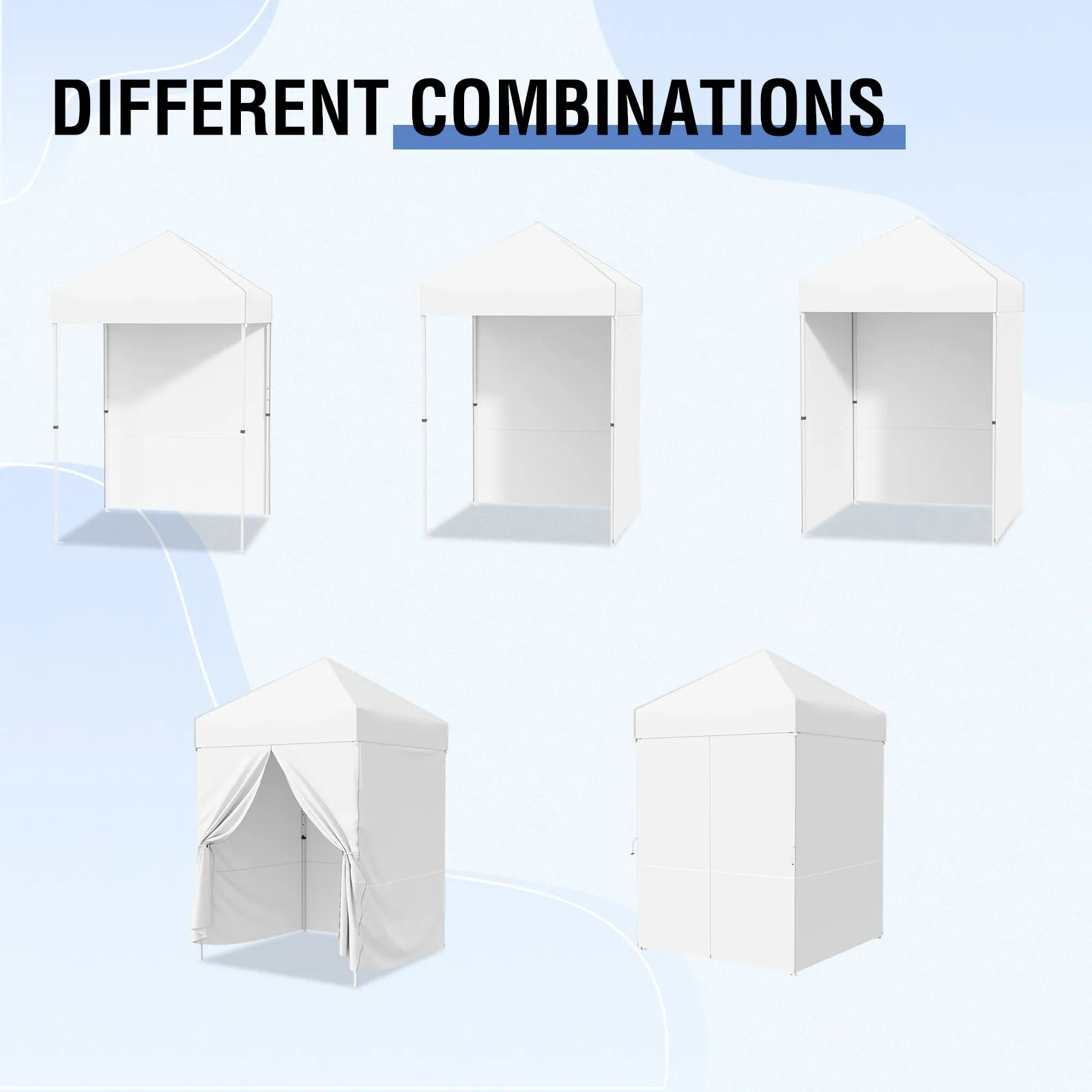 EAGLE PEAK 4-Piece Sunwall/Sidewalls for 5x5 ft Steel Custom Canopy Only, Includes 3 Sidewalls and 1 Entry Wall, Pack of 4, White