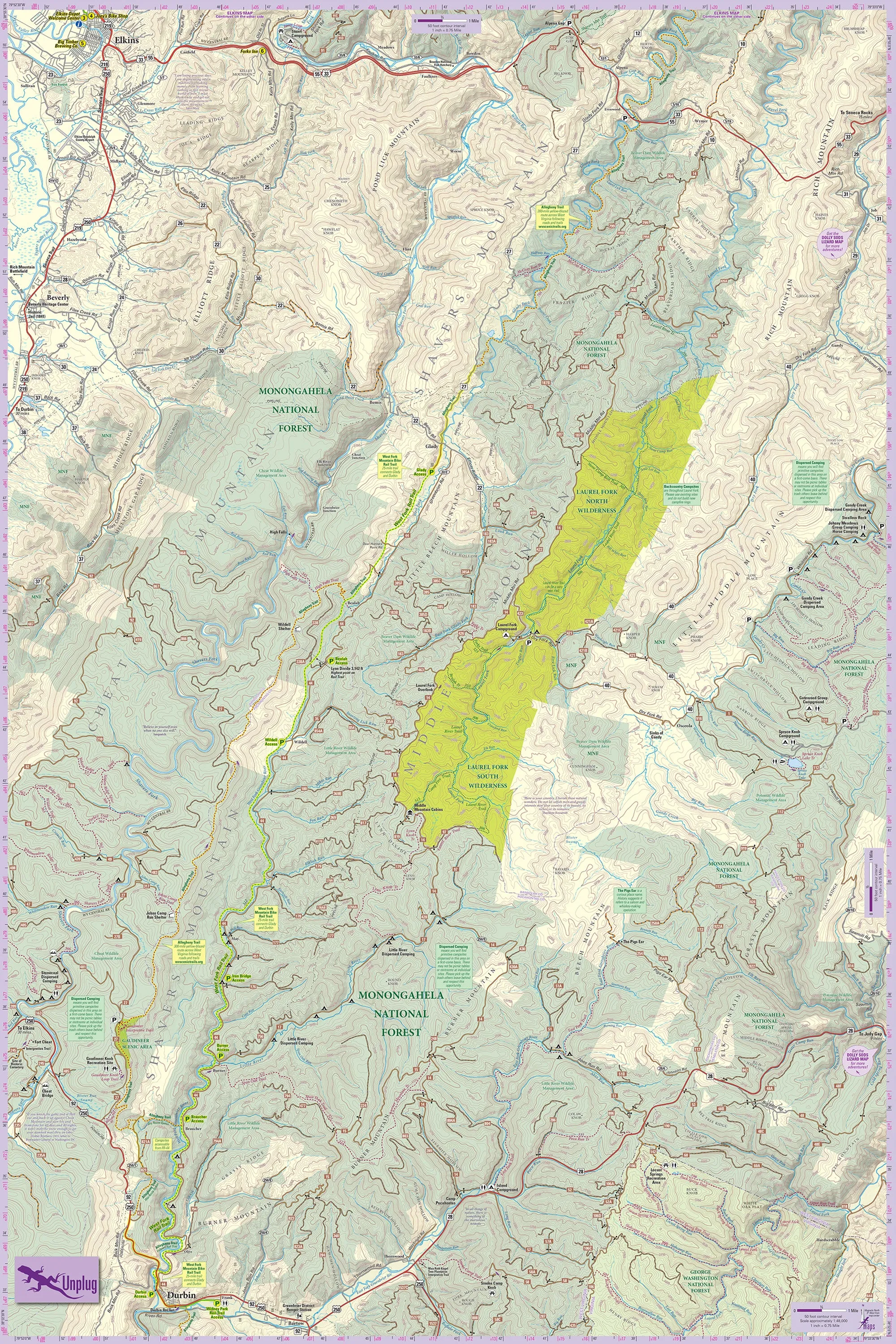 Elkins-Otter Creek Lizard Map: West Virginia