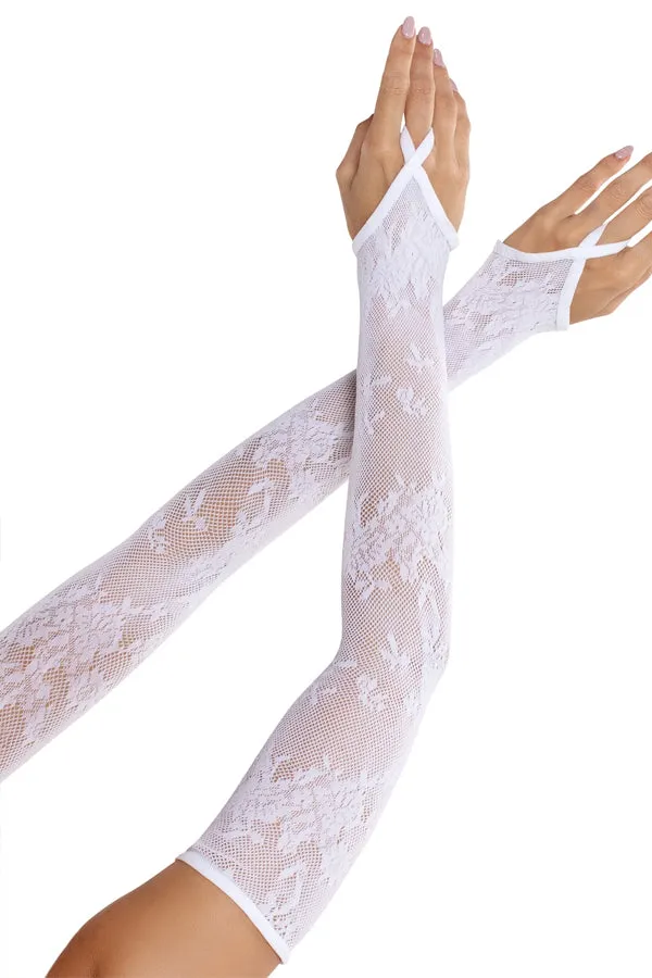 Floral Lace Extra Long Arm Warmers  Elegant Opera-Length Gloves