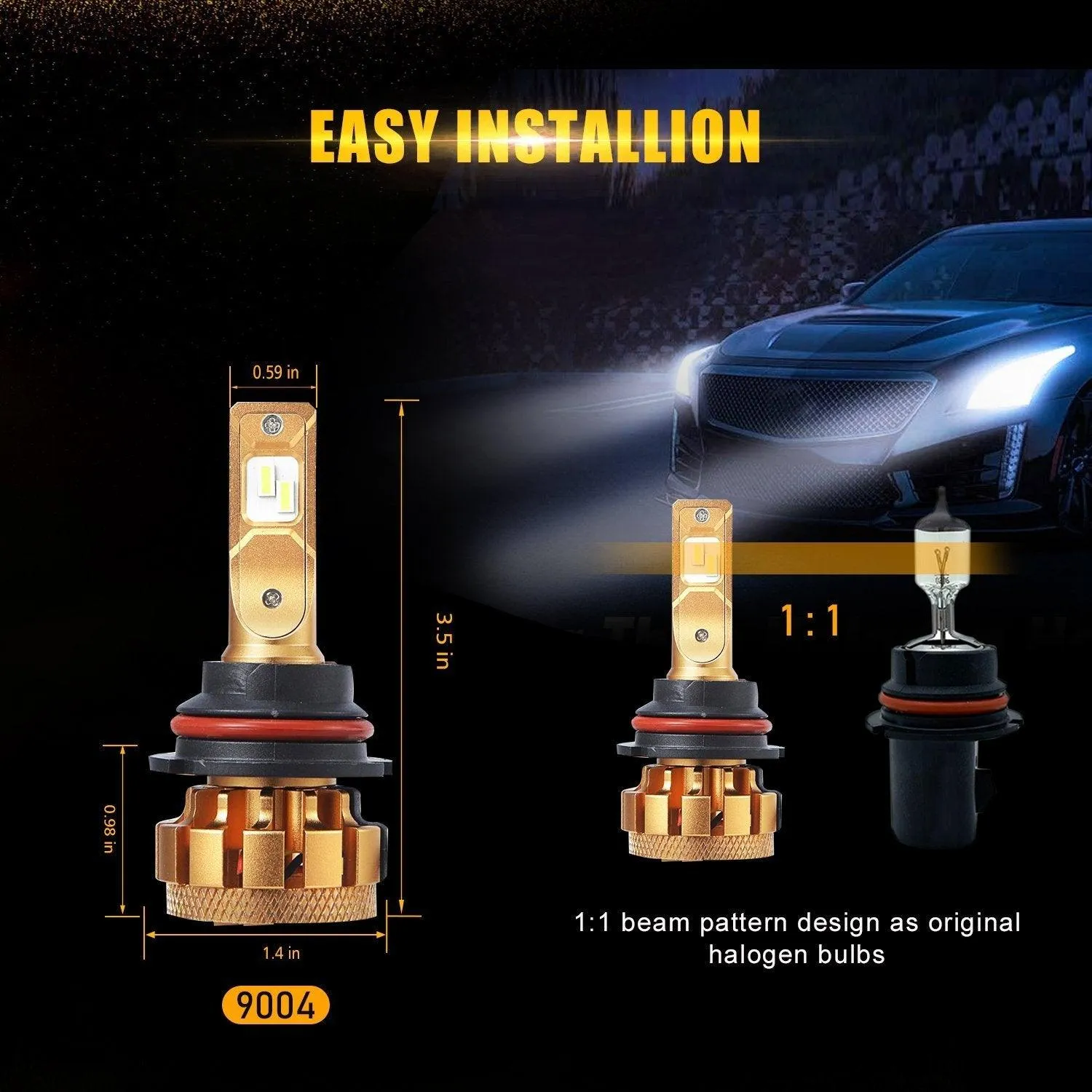 For 2000-2001 Dodge Ram 1500(with 4 headlamps) F-16 Plus Series Built-in Canbus Automotive Grade 14000LM LED Light Bulbs High Low Beam Bundle