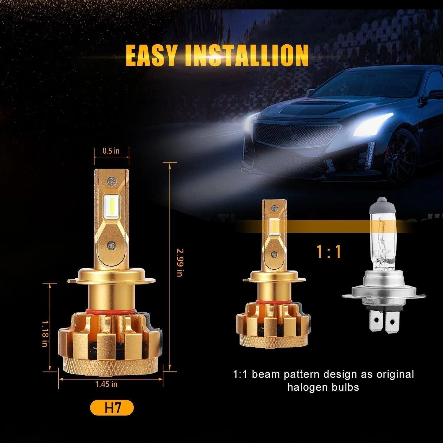 For 2000-2006 Mercedes-Benz S500 with Halogen Headlamps F-16 Plus Series Built-in Canbus LED Light Bulbs High Low Beam Bundle