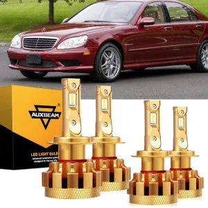 For 2001-2006 Mercedes-Benz S55 AMG with Halogen Headlamps F-16 Plus Series Built-in Canbus LED Light Bulbs High Low Beam Bundle
