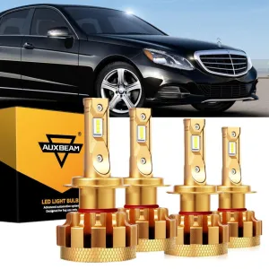 For 2006-2013 Mercedes-Benz E350 with Halogen Headlamps F-16 Plus Series Built-in Canbus LED Light Bulbs High Low Beam Bundle