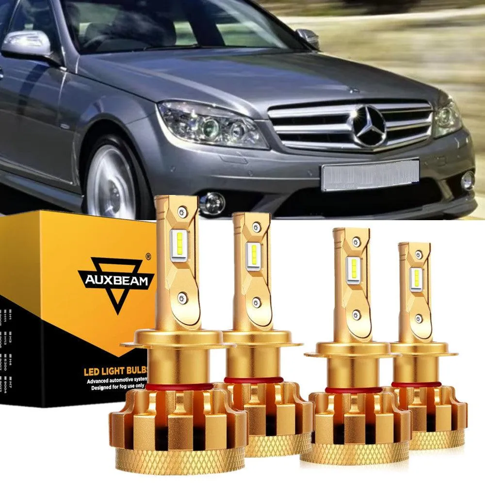 For 2006-2015 Mercedes-Benz C350 with halogen headlamps LED Light Bulbs High Low Beam Bundle