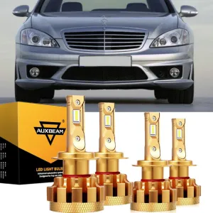 For 2006 Mercedes-Benz S65 AMG with Halogen Headlamps F-16 Plus Series Built-in Canbus LED Light Bulbs High Low Beam Bundle