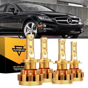 For 2007-2011 Mercedes-Benz CLS550 with Halogen Headlamps F-16 Plus Series Built-in Canbus LED Light Bulbs High Low Beam Bundle