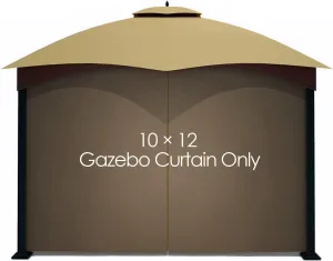 Gazebo Replacement Privacy Curtain with Zipper Outdoor Universal Privacy Panel Sidewall for 10' X 12' Gazebo (Brown)