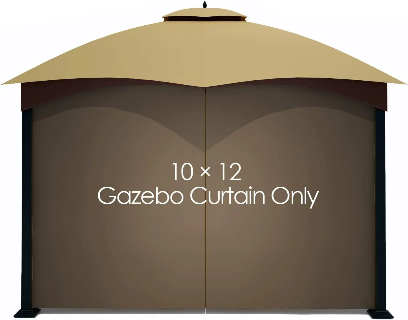 Gazebo Replacement Privacy Curtain with Zipper Outdoor Universal Privacy Panel Sidewall for 10' X 12' Gazebo (Brown)