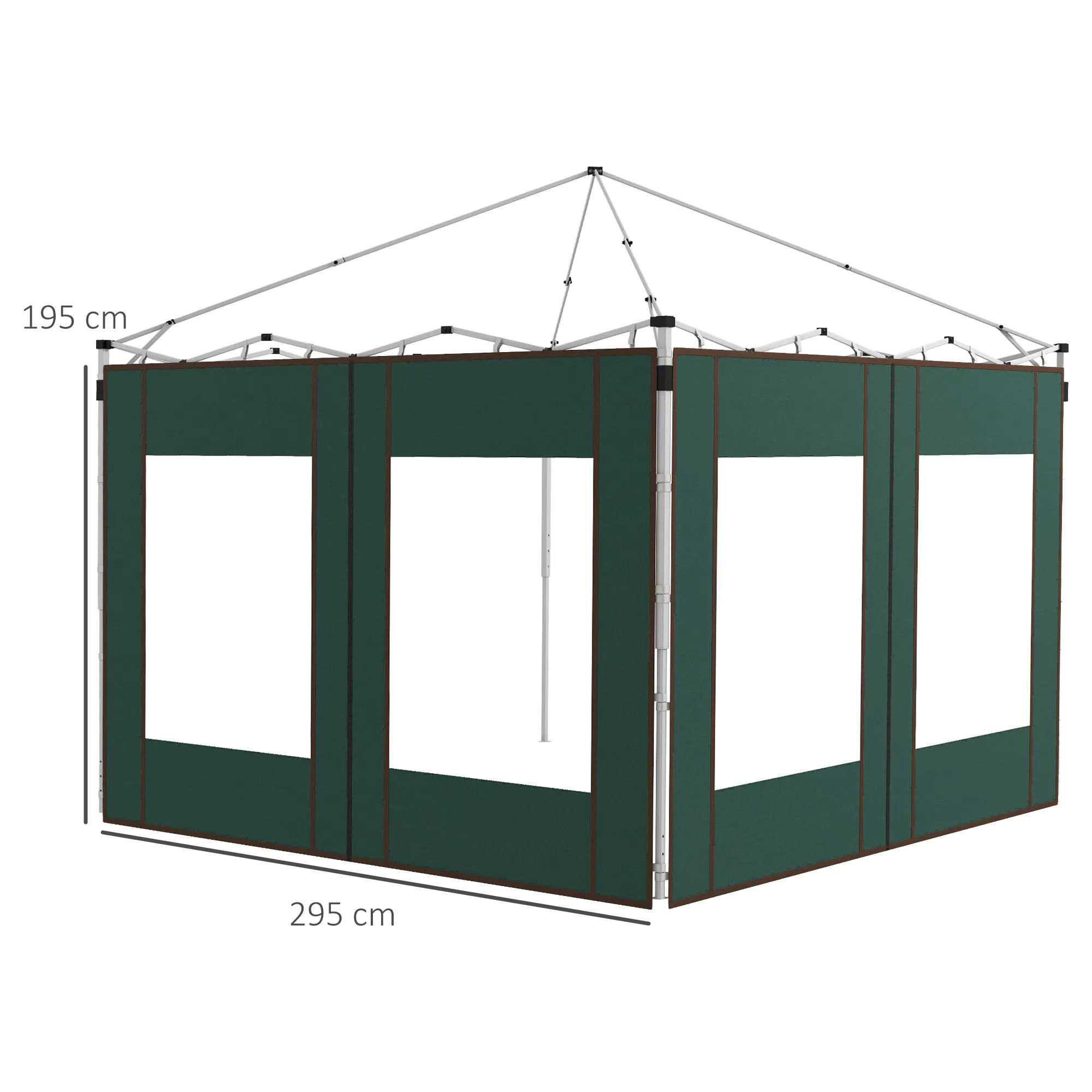 Gazebo Side Panels, 2 Pack Sides Replacement, for 3x3(m) or 3x6m Pop Up Gazebo, with Doors and Windows, Green