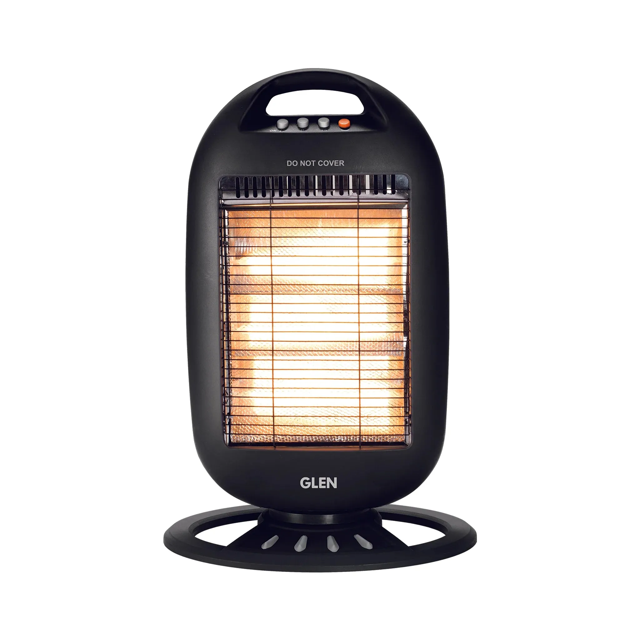 Glen HA7017 HL BL Electric Halogen Room Heater with 3 Heat Settings Grey/Black