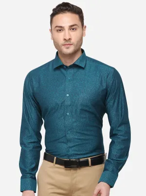 Green Printed Slim Fit Formal Shirt | Metal