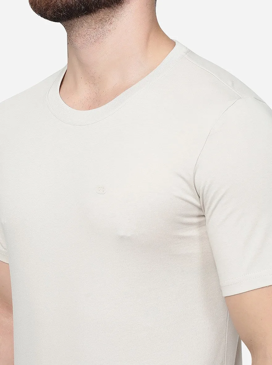 Grey Solid Slim Fit T-Shirt | JadeBlue