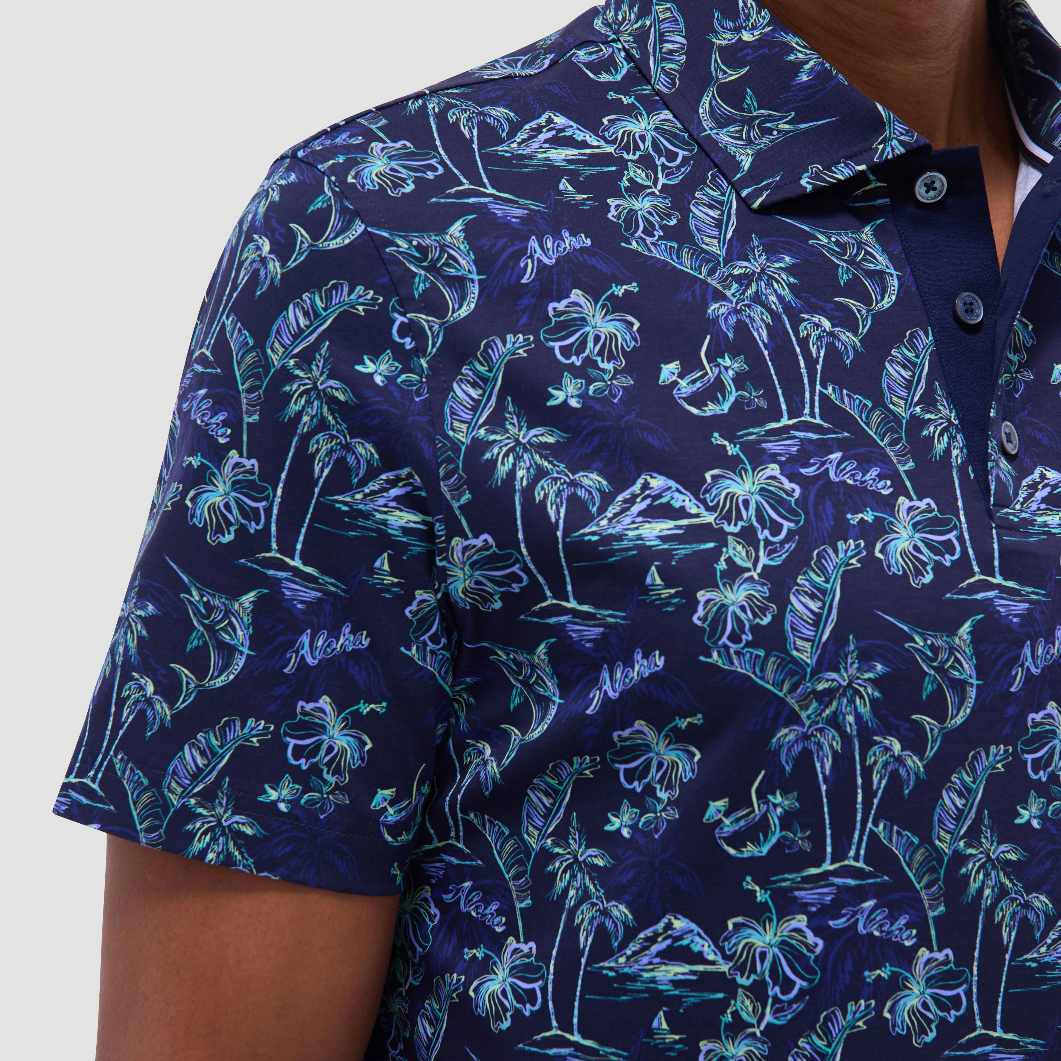 Hendrix Hawaiian Print Polo Shirt