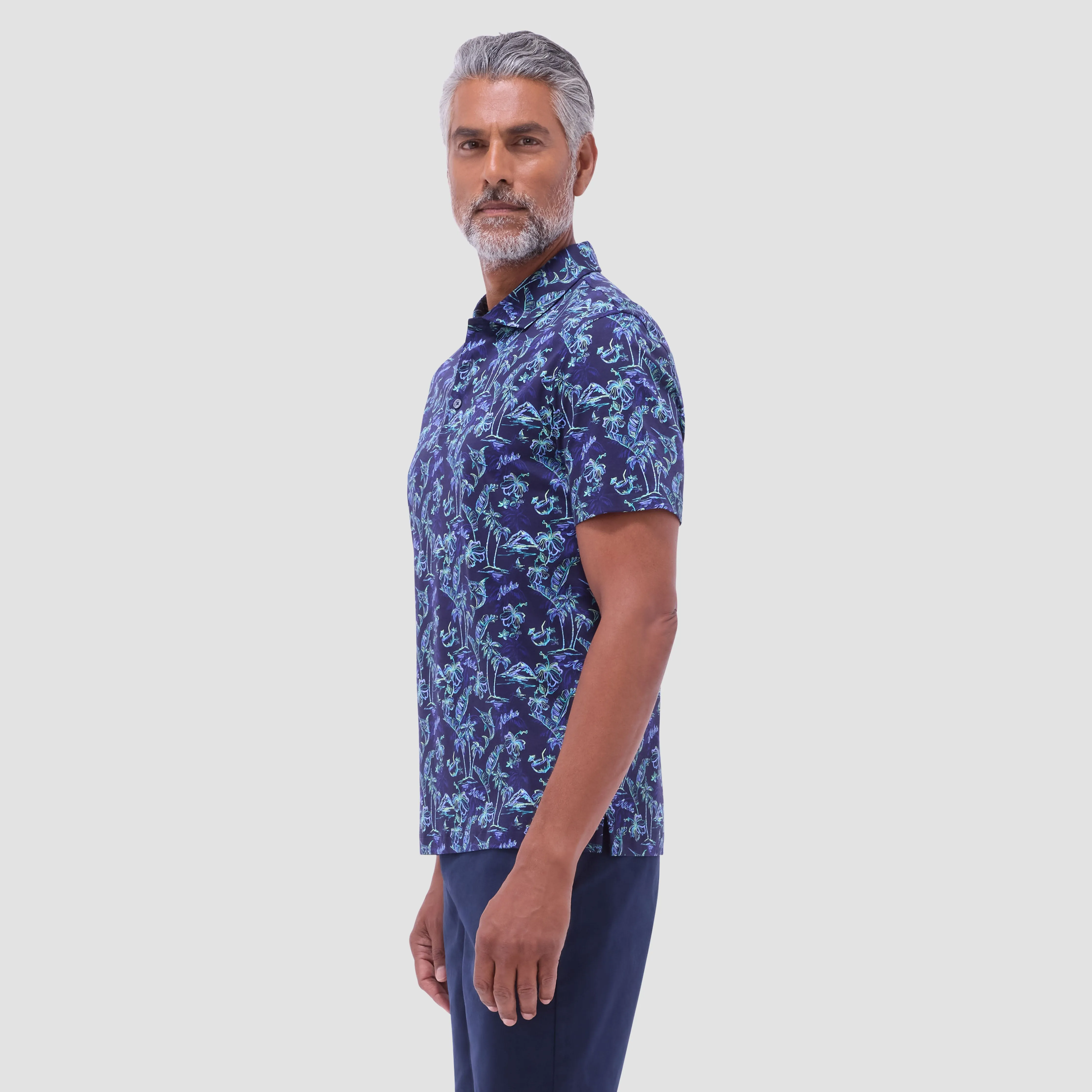 Hendrix Hawaiian Print Polo Shirt