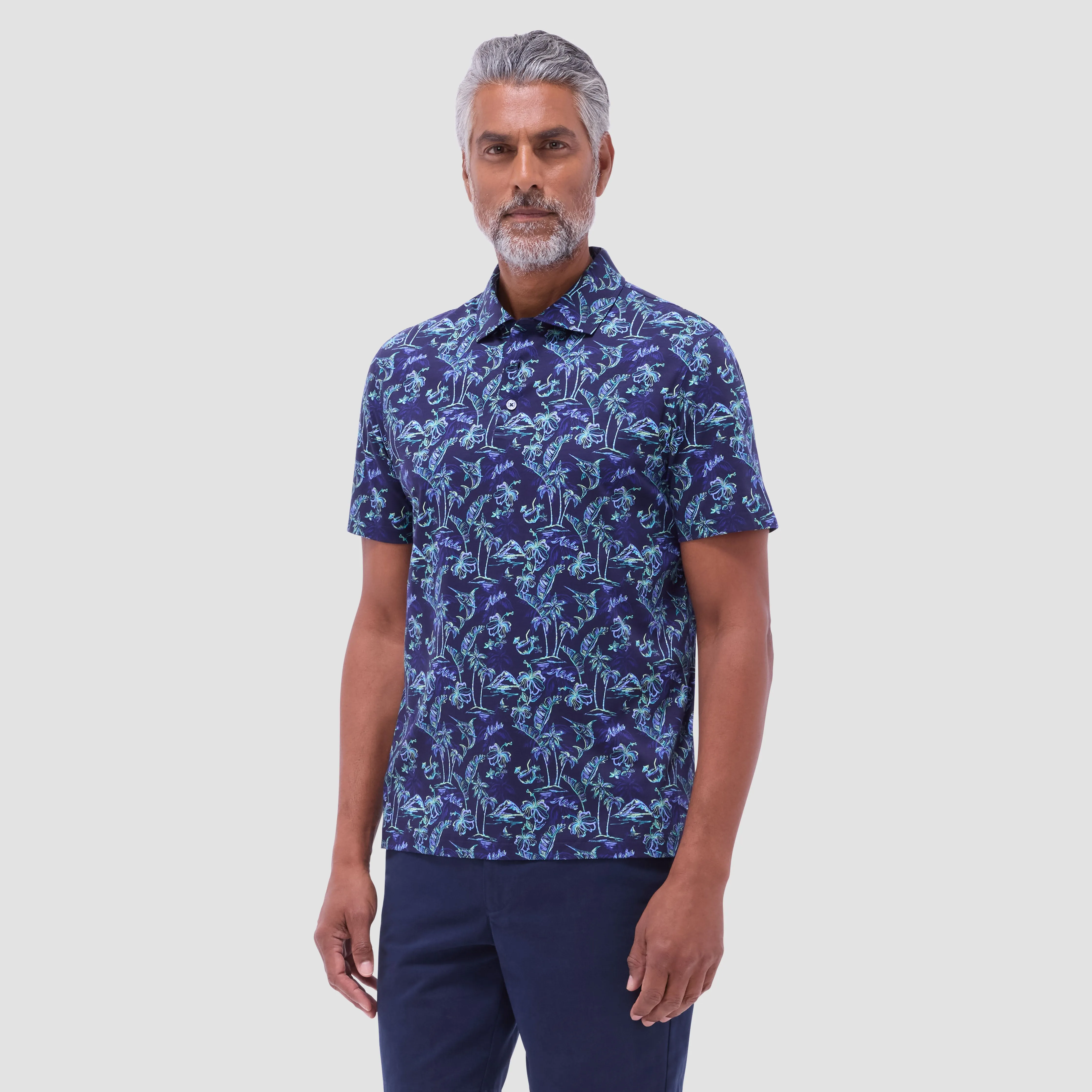 Hendrix Hawaiian Print Polo Shirt