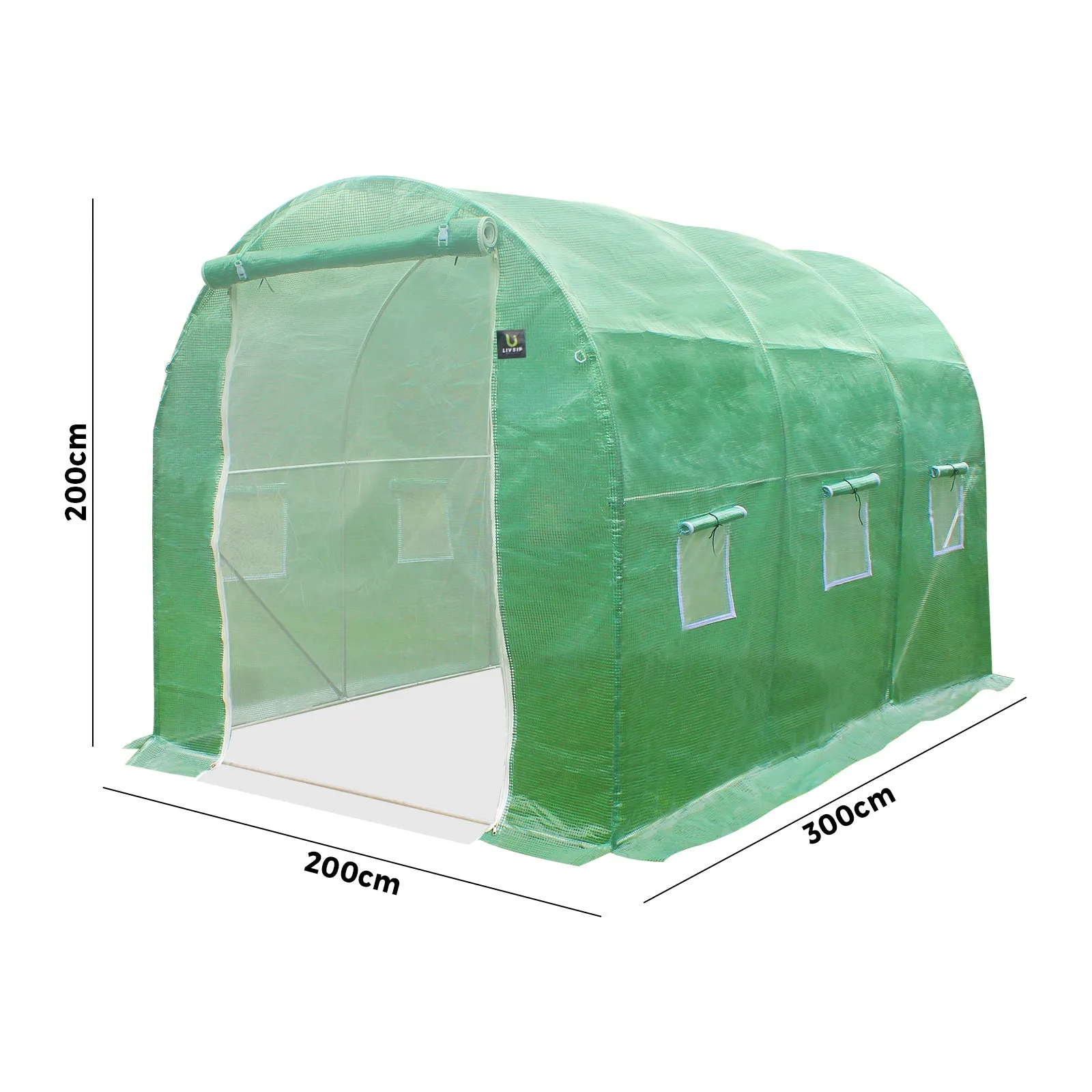 Livsip Greenhouse Walk in Garden Shed Green House 3X2X2M Plant Storage Lawn