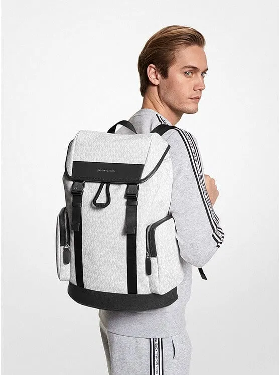 Michael Kors Hudson Logo Backpack, Black/Light Gray