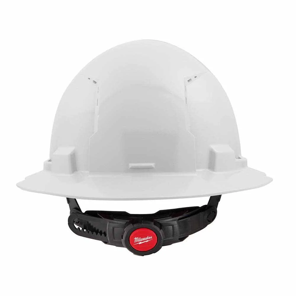 Milwaukee 48-73-1221 White Full Brim Vented Hard Hat with 6PT Ratcheting Suspension – Type 1 Class C