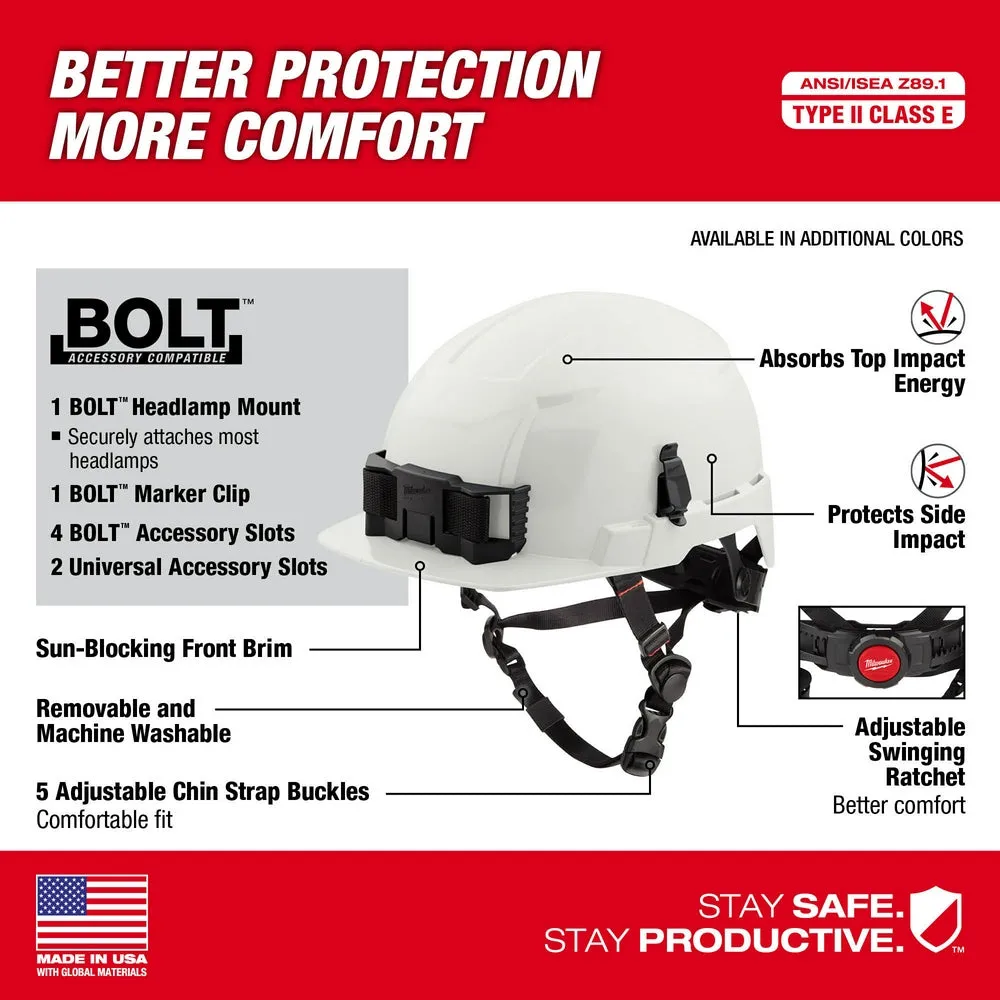 Milwaukee 48-73-1337 BOLT Gray Front Brim Safety Helmet (USA) - Type 2, Class E, Non-Vented