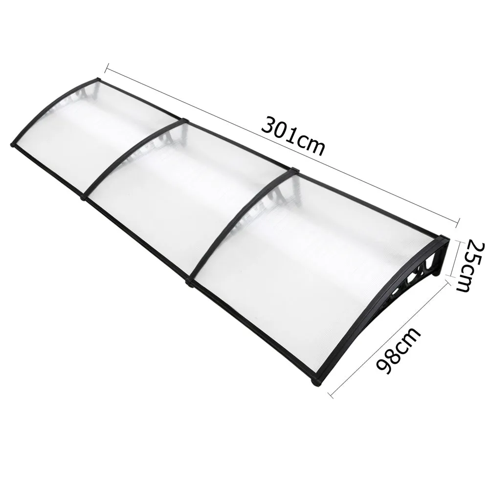 Outdoor DIY Door Window Awning French Style Cafe Canopy Sun Shield Rain Cover Transparent 1 x 3m