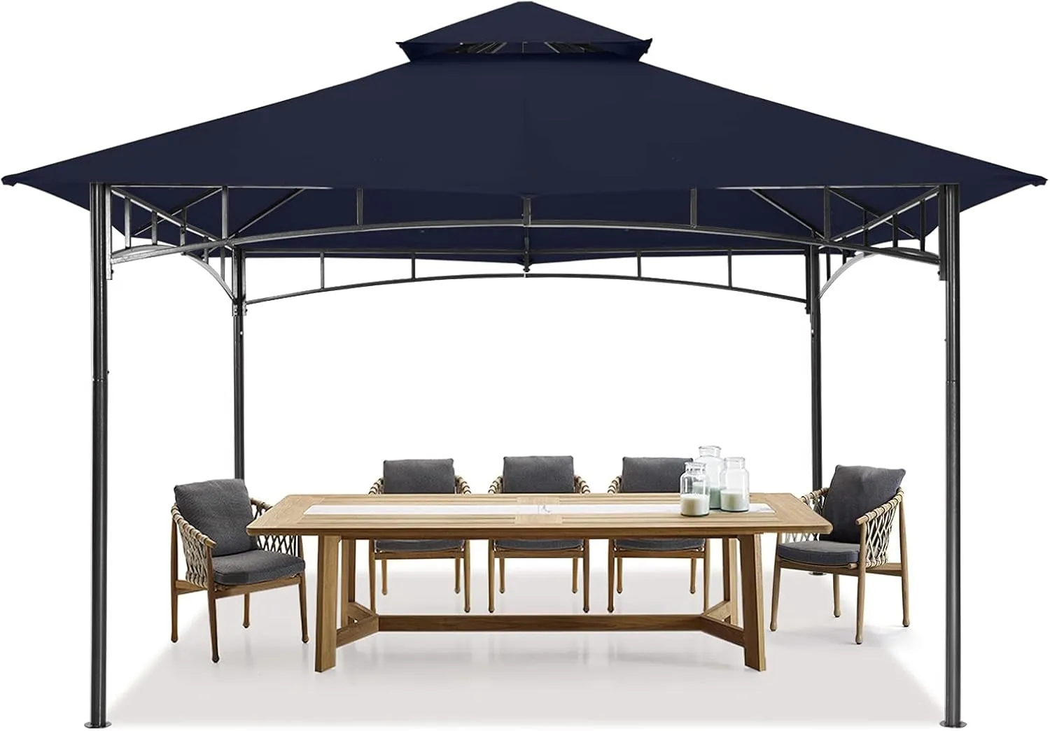 Outdoor Garden Gazebo for Patios with Stable Steel Frame(10X12, Navy Blue)