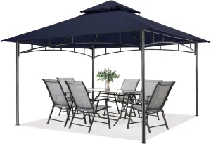 Outdoor Garden Gazebo for Patios with Stable Steel Frame(10X12, Navy Blue)