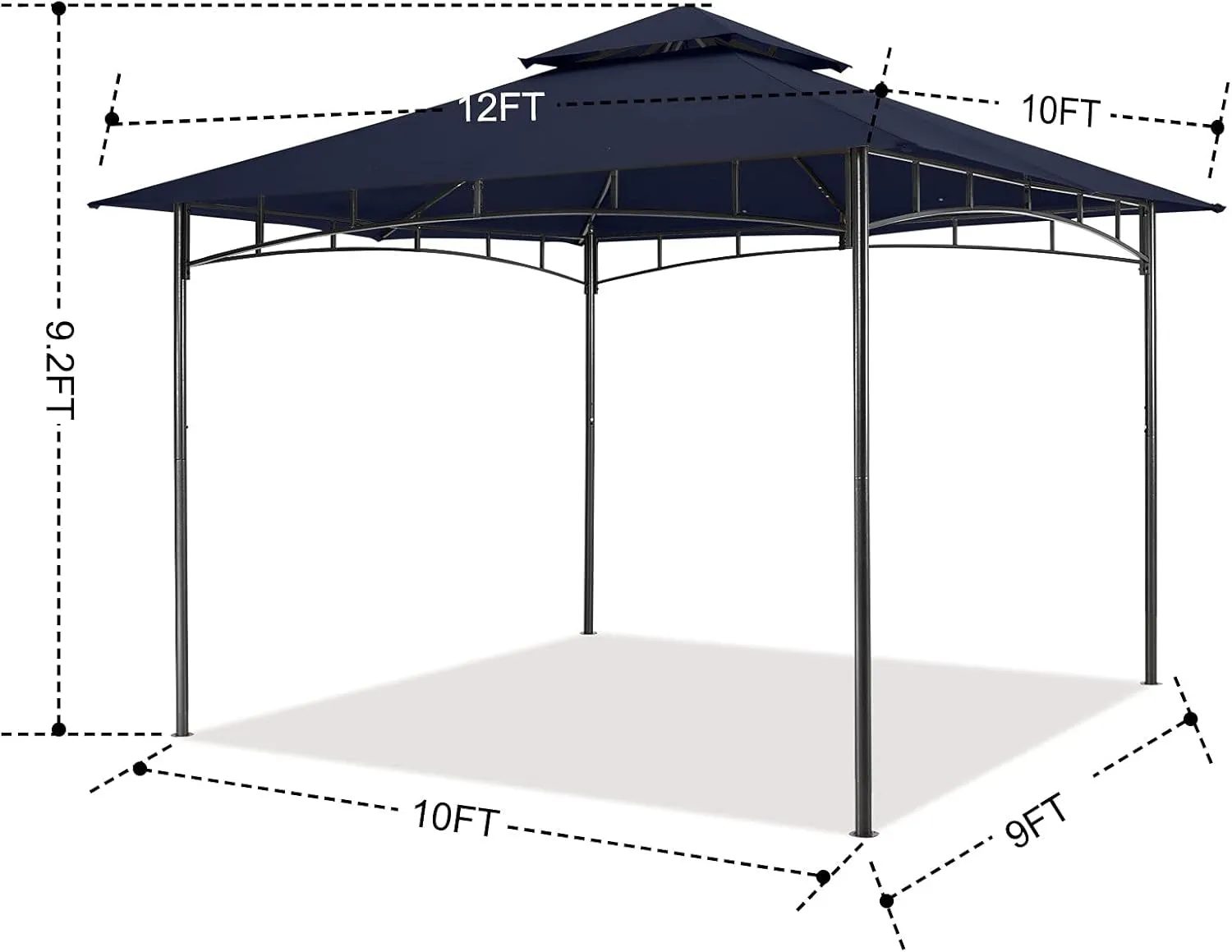 Outdoor Garden Gazebo for Patios with Stable Steel Frame(10X12, Navy Blue)