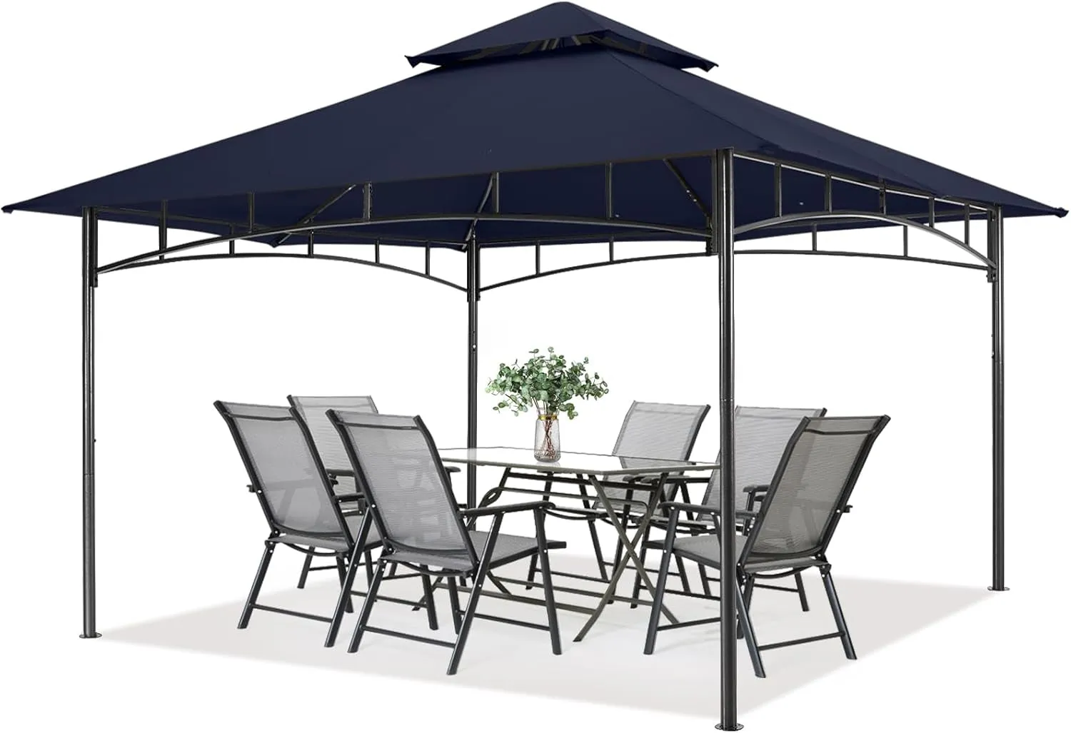Outdoor Garden Gazebo for Patios with Stable Steel Frame(10X12, Navy Blue)