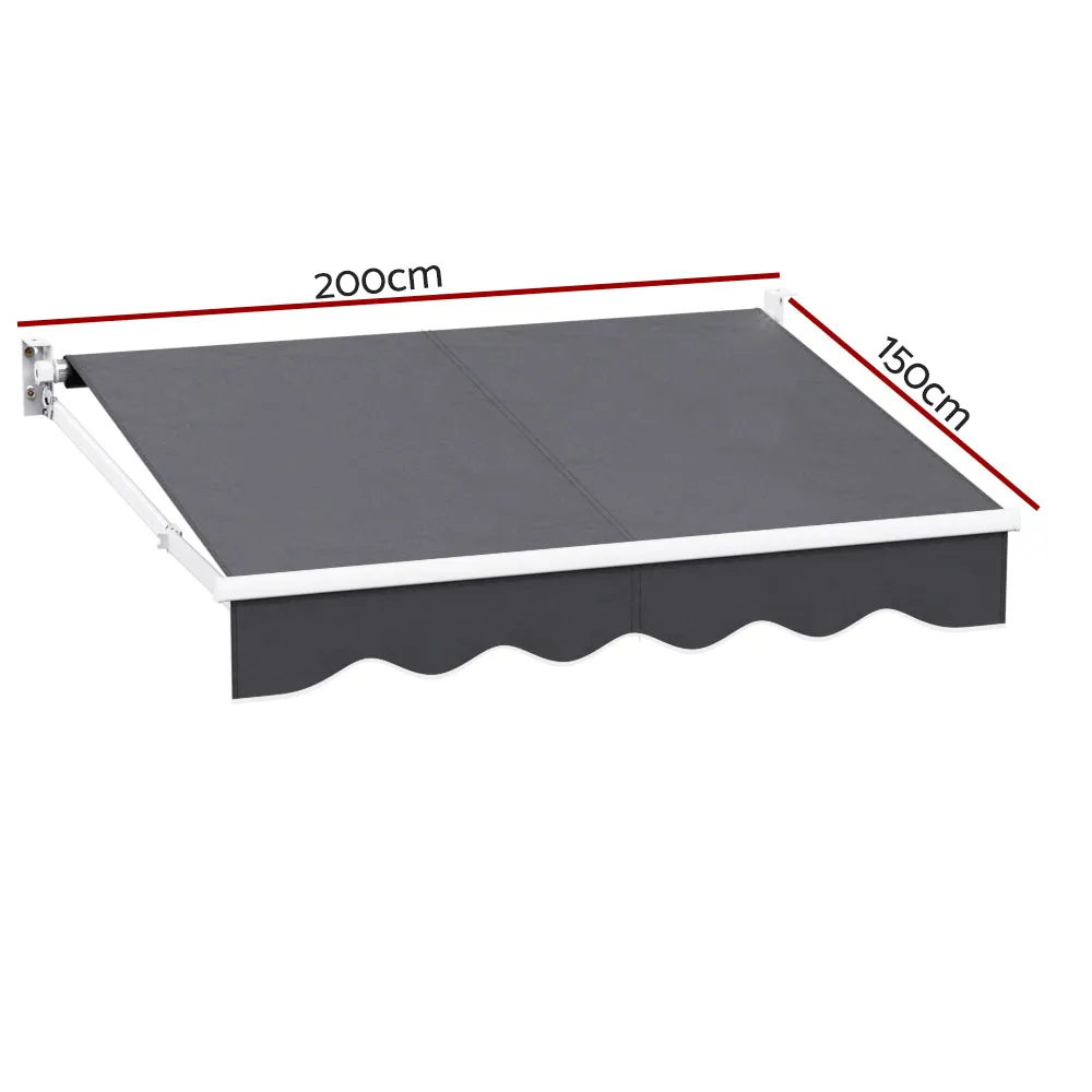 Outdoor Motorised Folding Arm Awning Window Blind Sun Shade Canopy Electric Grey 2X1.5M