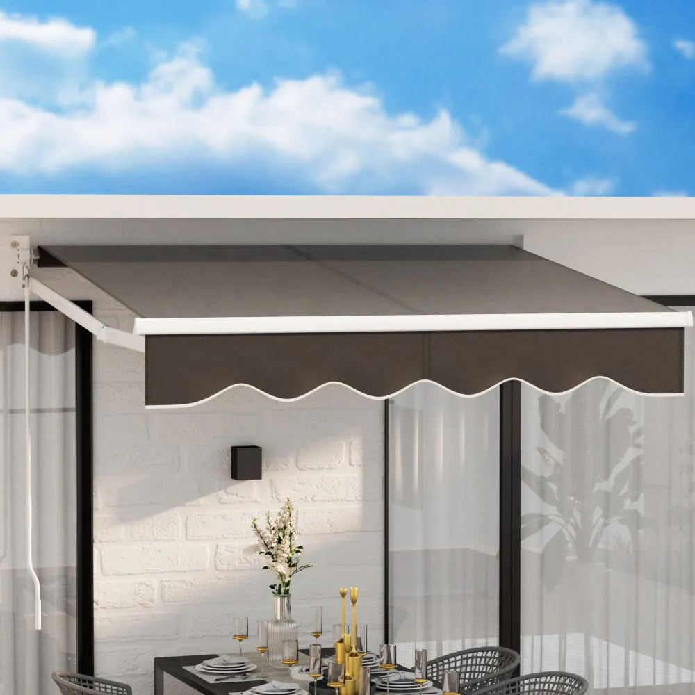 Outdoor Motorised Folding Arm Awning Window Blind Sun Shade Canopy Electric Grey 2X1.5M