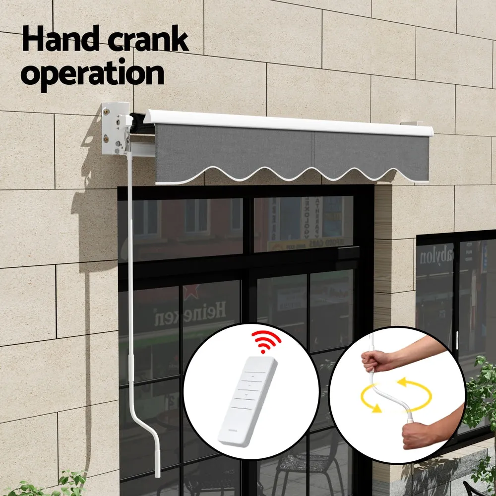 Outdoor Motorised Folding Arm Awning Window Blind Sun Shade Canopy Electric Grey 2X1.5M