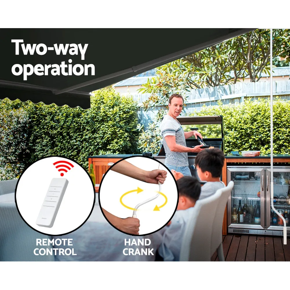 Outdoor Motorised Folding Arm Awning Window Blind Sun Shade Canopy Electric Grey 3X2.5M