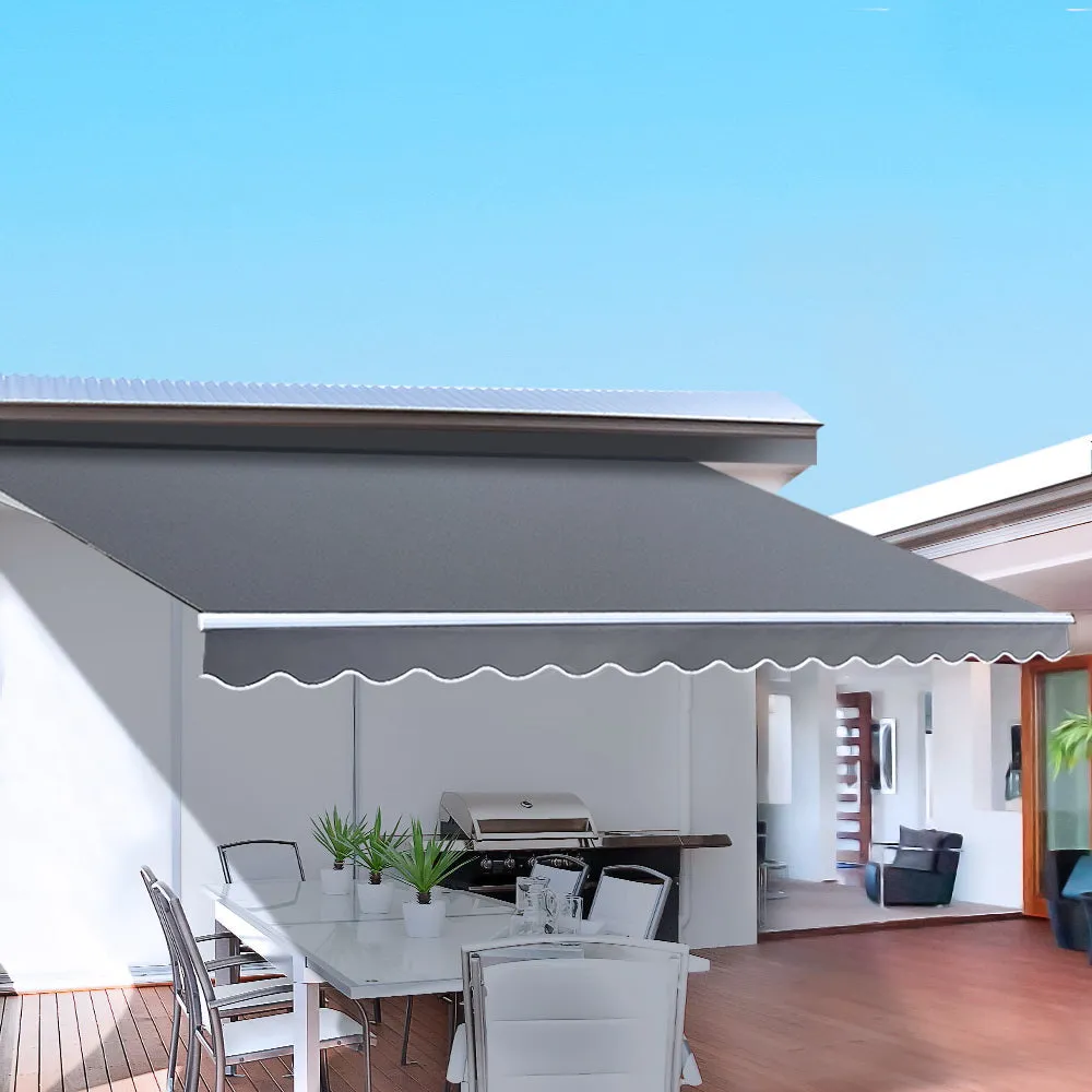 Outdoor Motorised Folding Arm Awning Window Blind Sun Shade Canopy Electric Grey 3X2.5M