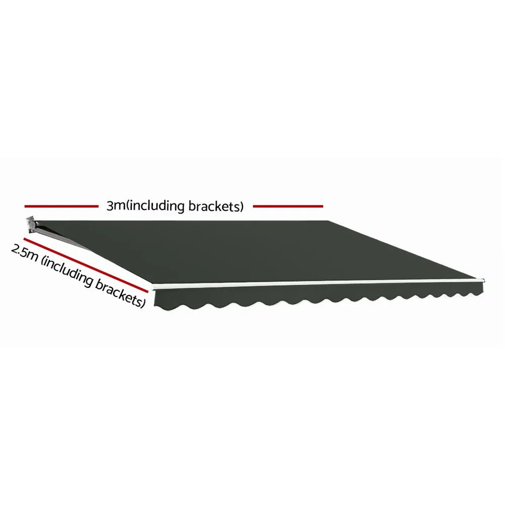 Outdoor Motorised Folding Arm Awning Window Blind Sun Shade Canopy Electric Grey 3X2.5M