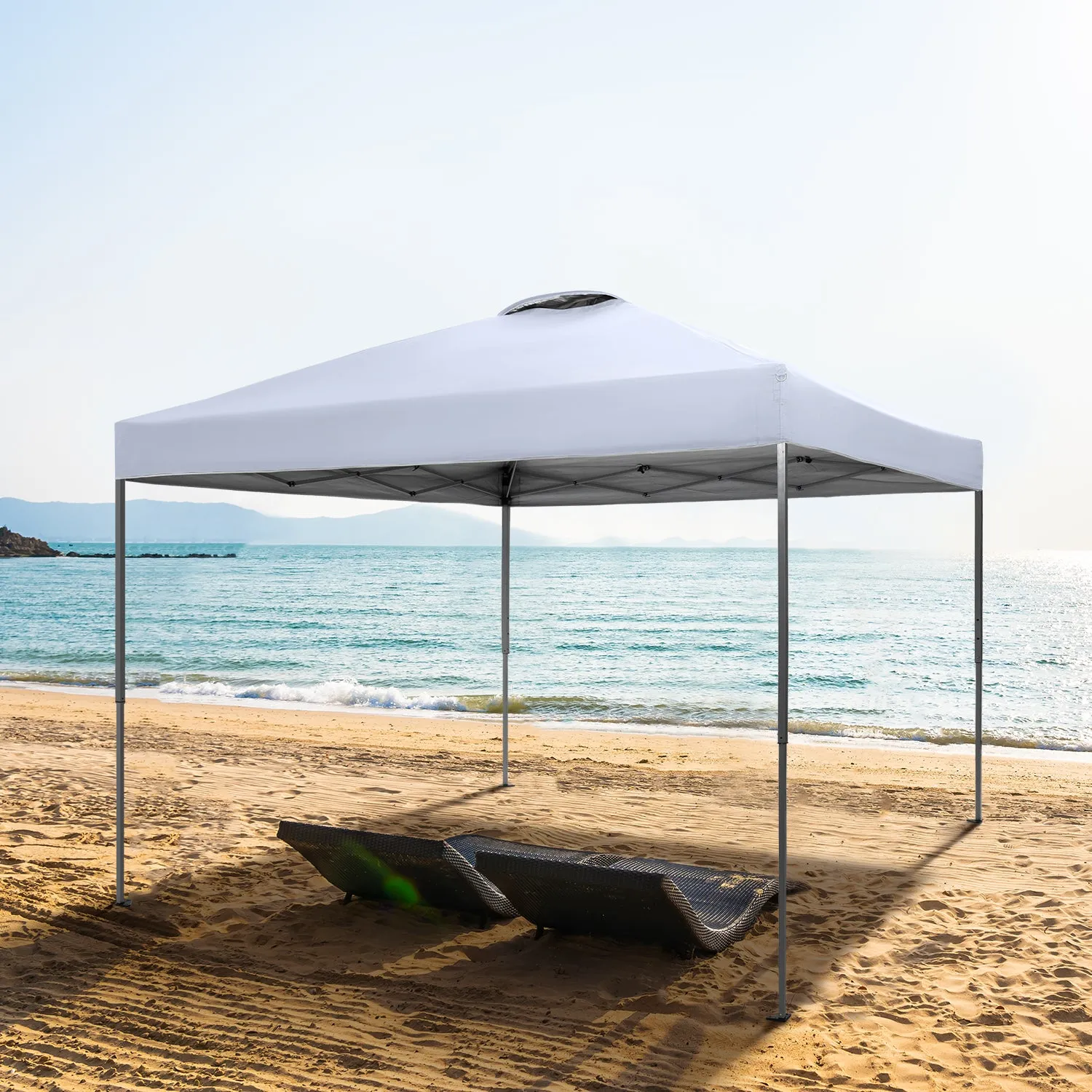 PHI VILLA 10x10Ft Pop Up Canopy Tent with Wheeled Bag,Straight Legs, 100 Sq. Ft