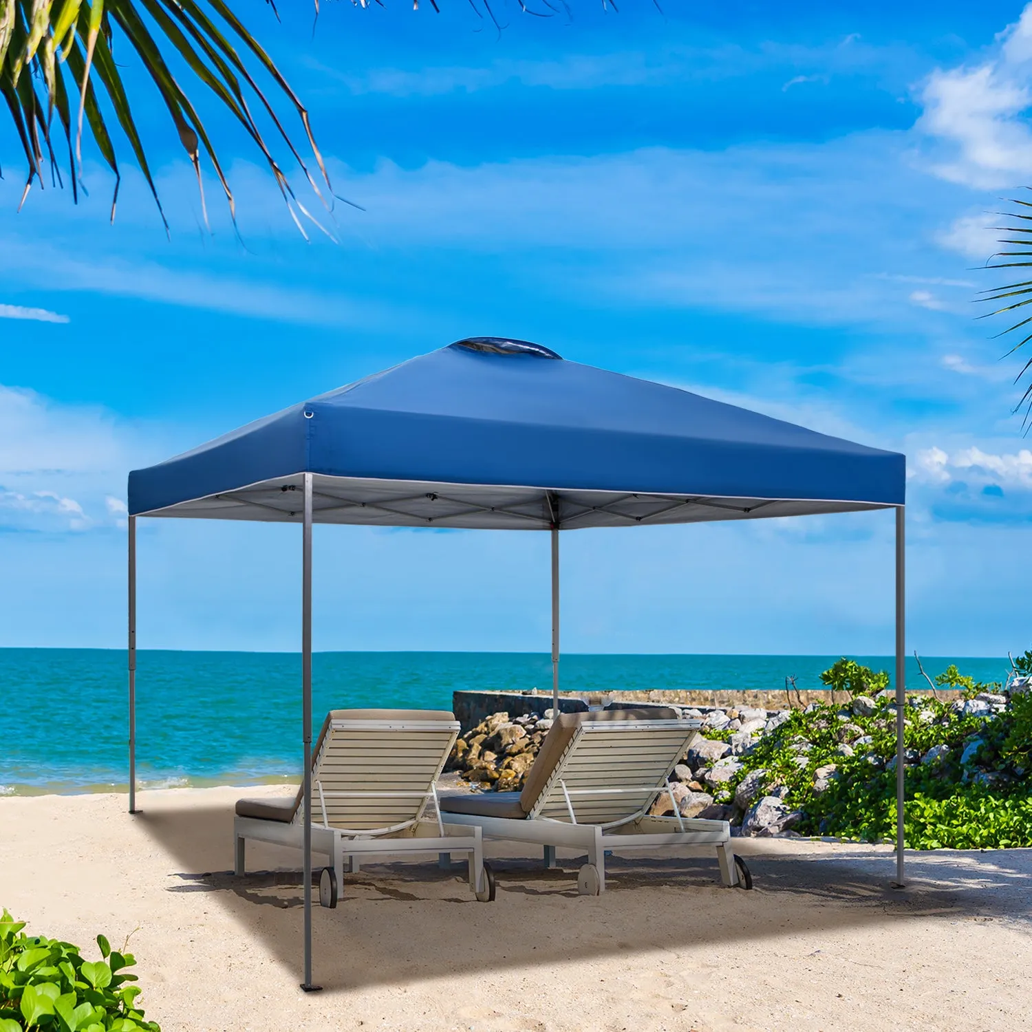 PHI VILLA 10x10Ft Pop Up Canopy Tent with Wheeled Bag,Straight Legs, 100 Sq. Ft