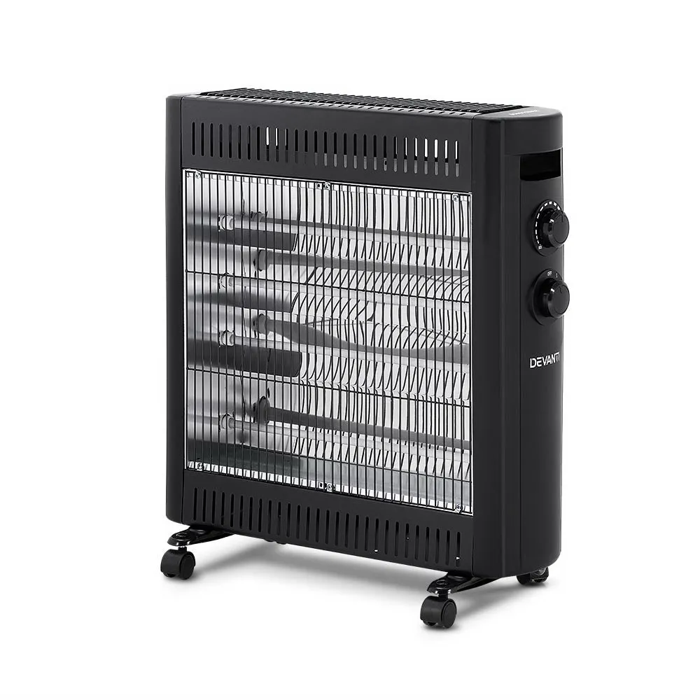 Portable 2200W Infrared Quartz Heater, 2 Heat Settings - Devanti