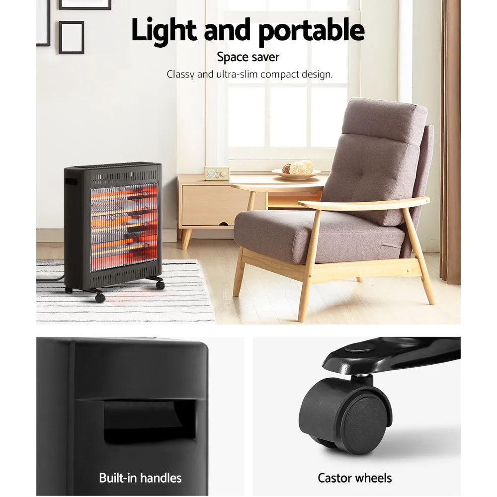 Portable 2200W Infrared Quartz Heater, 2 Heat Settings - Devanti